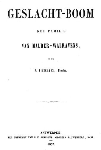 Kaft van Geslachtboom der familie Van Malder Walravens